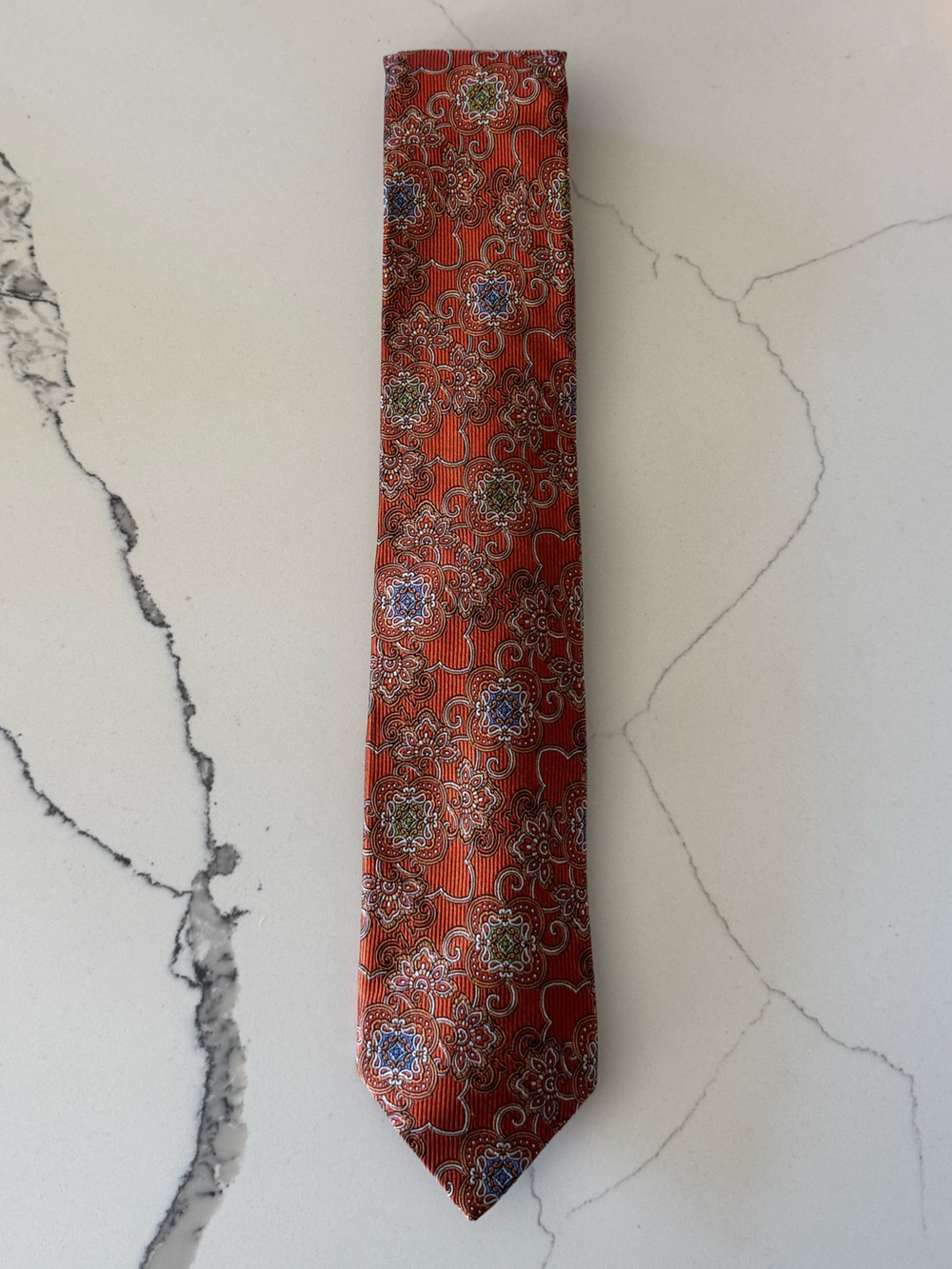 Like New Robert Talbott Nordstrom Best of Class Dark Orange Floral Silk Tie